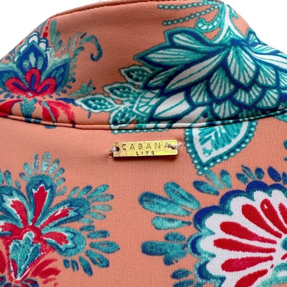 CABANA LIFE Womens Golf Top Small Pink Tropical Print 1/4 Zip Long Sleeve NWT - Picture 4 of 12